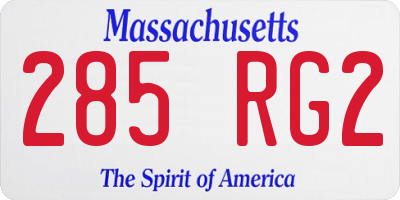 MA license plate 285RG2