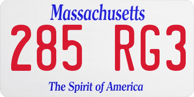 MA license plate 285RG3