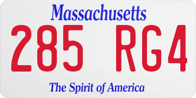 MA license plate 285RG4