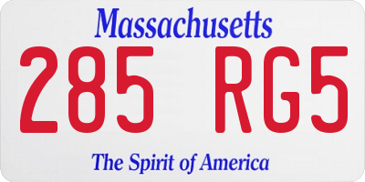 MA license plate 285RG5