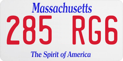 MA license plate 285RG6