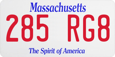 MA license plate 285RG8