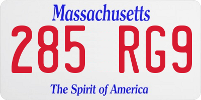 MA license plate 285RG9