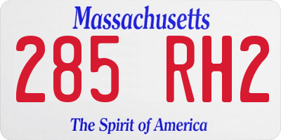 MA license plate 285RH2