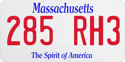 MA license plate 285RH3
