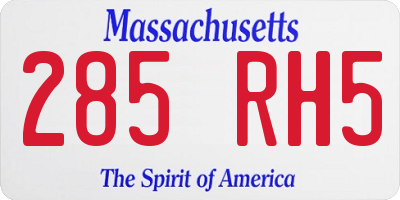 MA license plate 285RH5