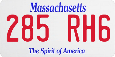 MA license plate 285RH6