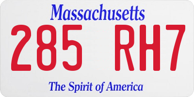 MA license plate 285RH7