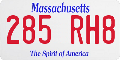 MA license plate 285RH8
