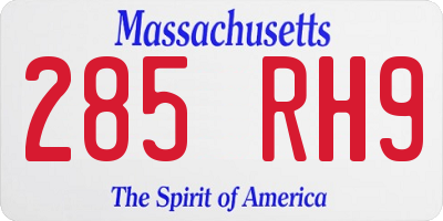 MA license plate 285RH9