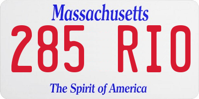 MA license plate 285RI0