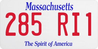 MA license plate 285RI1