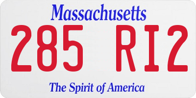MA license plate 285RI2