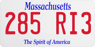 MA license plate 285RI3