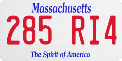 MA license plate 285RI4