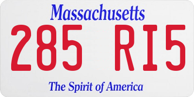 MA license plate 285RI5