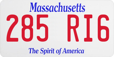 MA license plate 285RI6