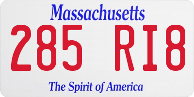 MA license plate 285RI8