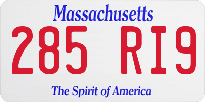 MA license plate 285RI9