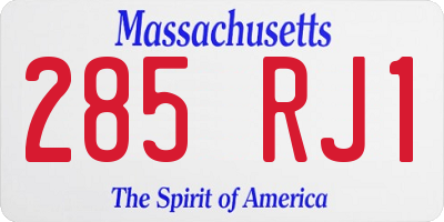 MA license plate 285RJ1