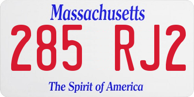 MA license plate 285RJ2
