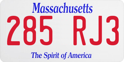 MA license plate 285RJ3