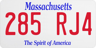 MA license plate 285RJ4