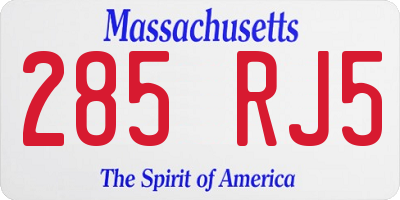 MA license plate 285RJ5