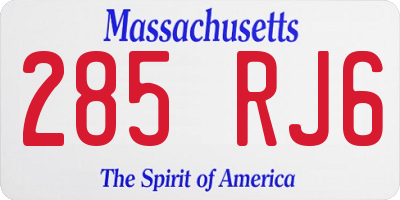 MA license plate 285RJ6