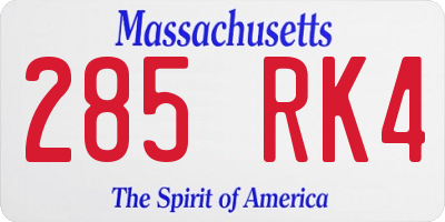 MA license plate 285RK4
