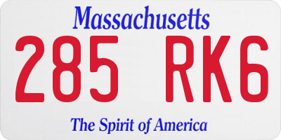 MA license plate 285RK6