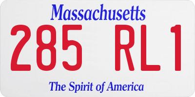 MA license plate 285RL1