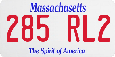 MA license plate 285RL2