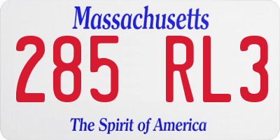 MA license plate 285RL3