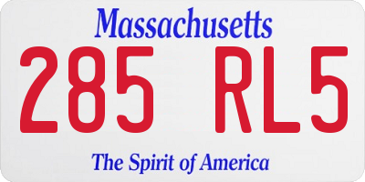 MA license plate 285RL5