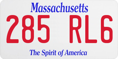 MA license plate 285RL6