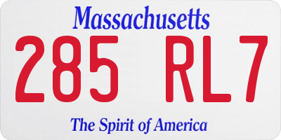 MA license plate 285RL7