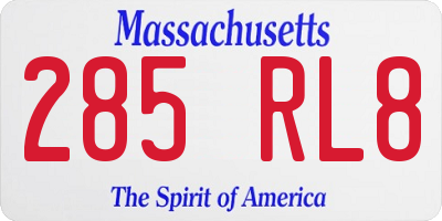 MA license plate 285RL8