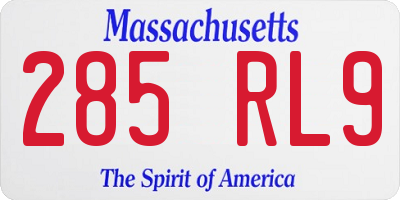 MA license plate 285RL9