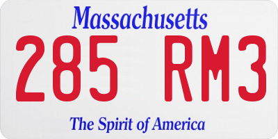 MA license plate 285RM3