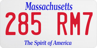 MA license plate 285RM7