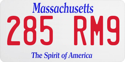 MA license plate 285RM9