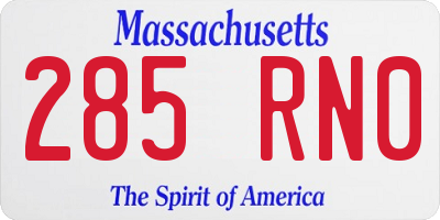 MA license plate 285RN0