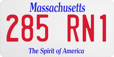 MA license plate 285RN1