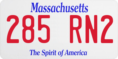 MA license plate 285RN2