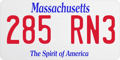 MA license plate 285RN3