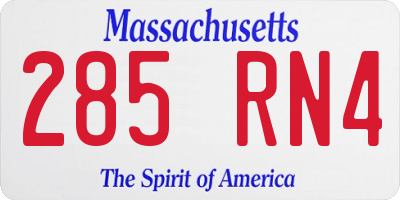 MA license plate 285RN4