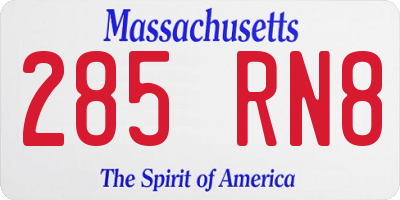 MA license plate 285RN8