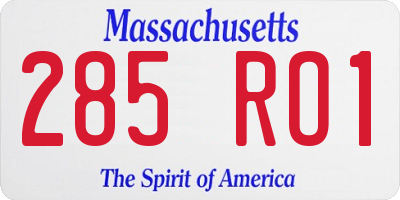 MA license plate 285RO1