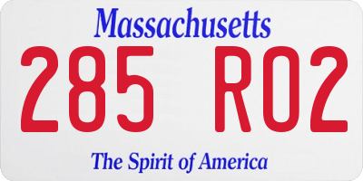 MA license plate 285RO2
